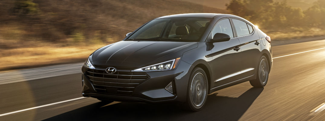 Grey 2020 Hyundai Elantra driving