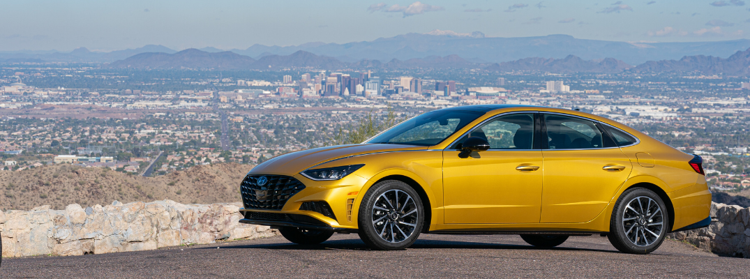 Side view of yellow 2020 Hyundai Sonata