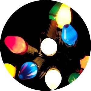 Closeup of holiday lights