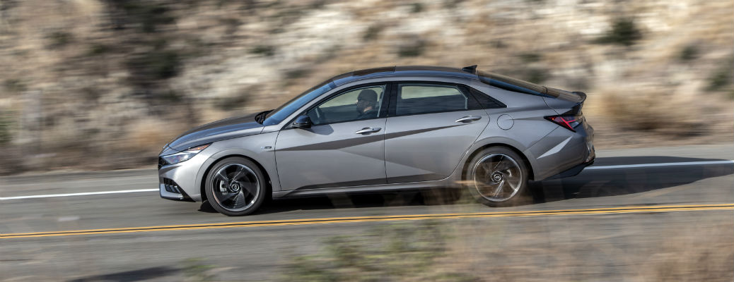 Profile view of gray 2021 Hyundai Elantra