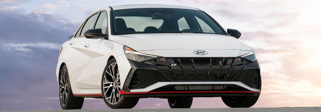 White 2022 Hyundai Elantra N Front Exterior and Grille