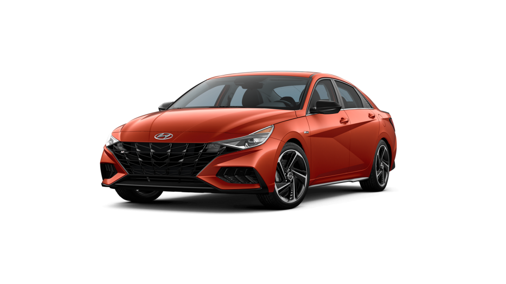 Lava Orange 2022 Hyundai Elantra on White Background