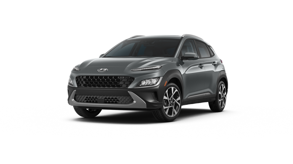 Thunder Gray 2022 Hyundai Kona on White Background