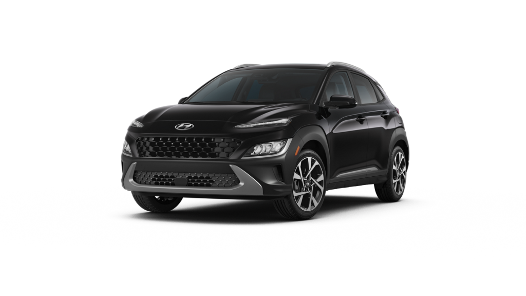 Ultra Black 2022 Hyundai Kona on White Background