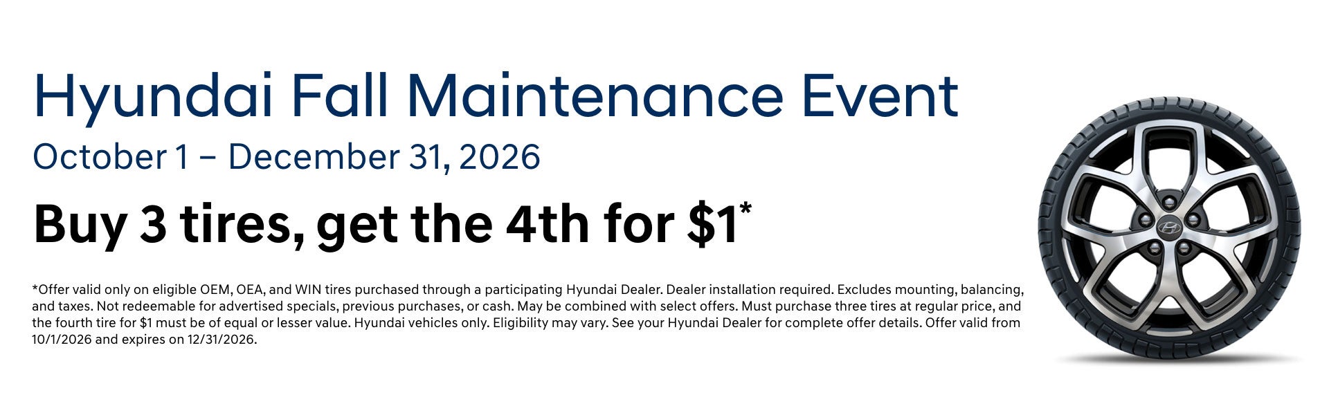 Buy 3 tires, get the 4th for $1
