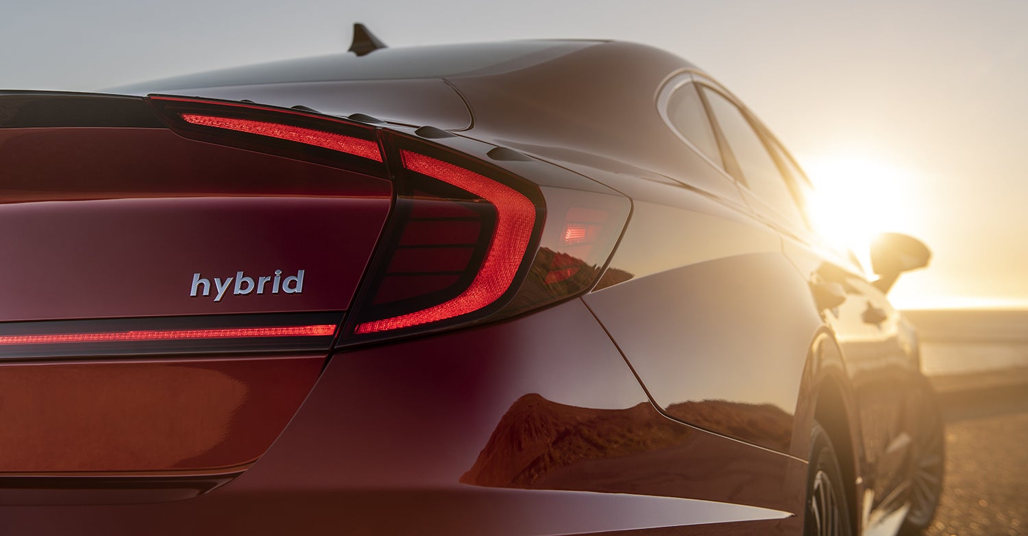 Rear view of the 2023 Hyundai Sonata Hybrid